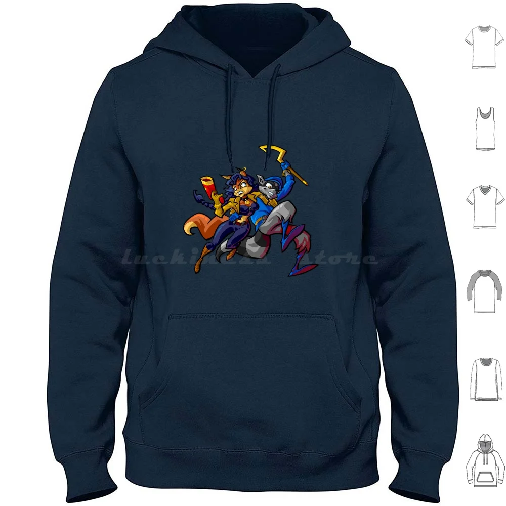 Felpe Con Cappuccio Sly Cooper E Fox Manica Lunga Sly Cooper Carmelita Fox Ispettore