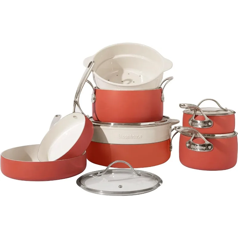 

Bloomhouse - Oprah's Favorite Things - 12 Piece Aluminum Pots and Pans Cookware Set w/Non-toxic Ceramic Non-stick, Cookware Sets