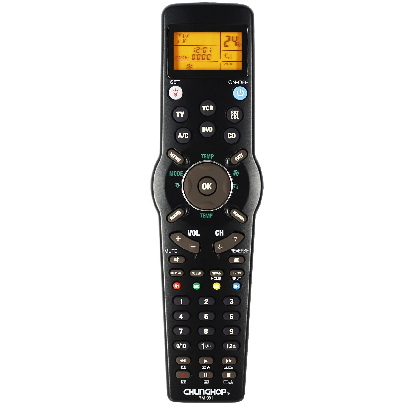 

CHUNGHOP RM991 Smart Universal Remote Control Multifunctional Learning Remote Control for TV/TXT,DVD CD,VCR,SAT/CABLE and A/C