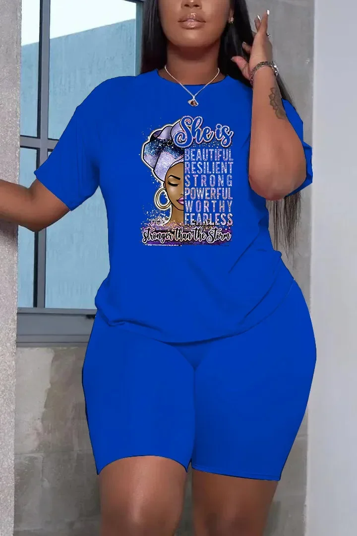 Summer Women Printing Casual T-Shirt Y2k Graphics Top Shorts Set Femme Short Sleeve Two Pieces Set Lady Daily Streetwear Outfits - Image 3