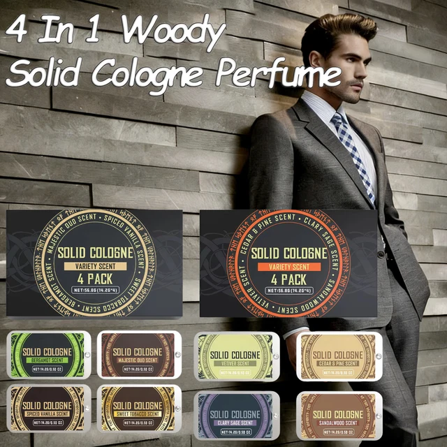 Coffret 4-en-1 de Cologne Solide aux Phéromones Parfum Boisé – Libération Durable de Fragrance Naturelle pour une Confiance Envoûtante – Baume Solide Déodorant de Poche 1