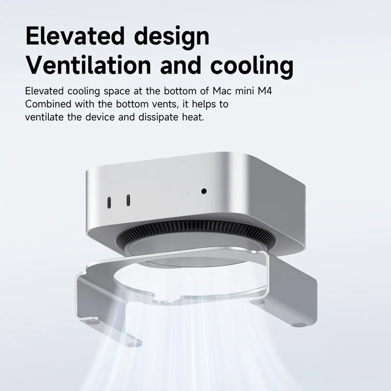 Hagibis Desktop Stand for Mac mini M4/M4 Pro 2024 Heat Dissipation Bracket Aluminum Alloy Mount Dock Cooling Holder Accessories