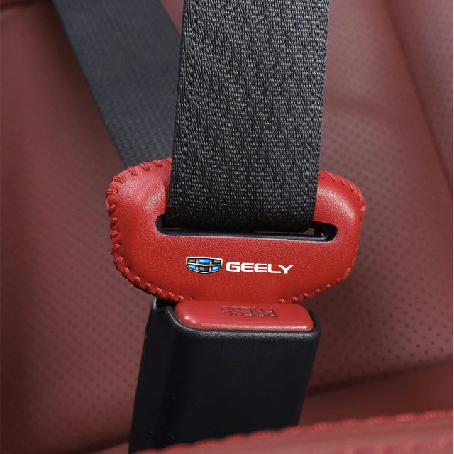 2pcs Car Seat Belt Buckle Cover Leather Protector Anti-collision Case For Geely Coolray Atlas Boyue NL3 Emgrand X7 EX7 GT GC9