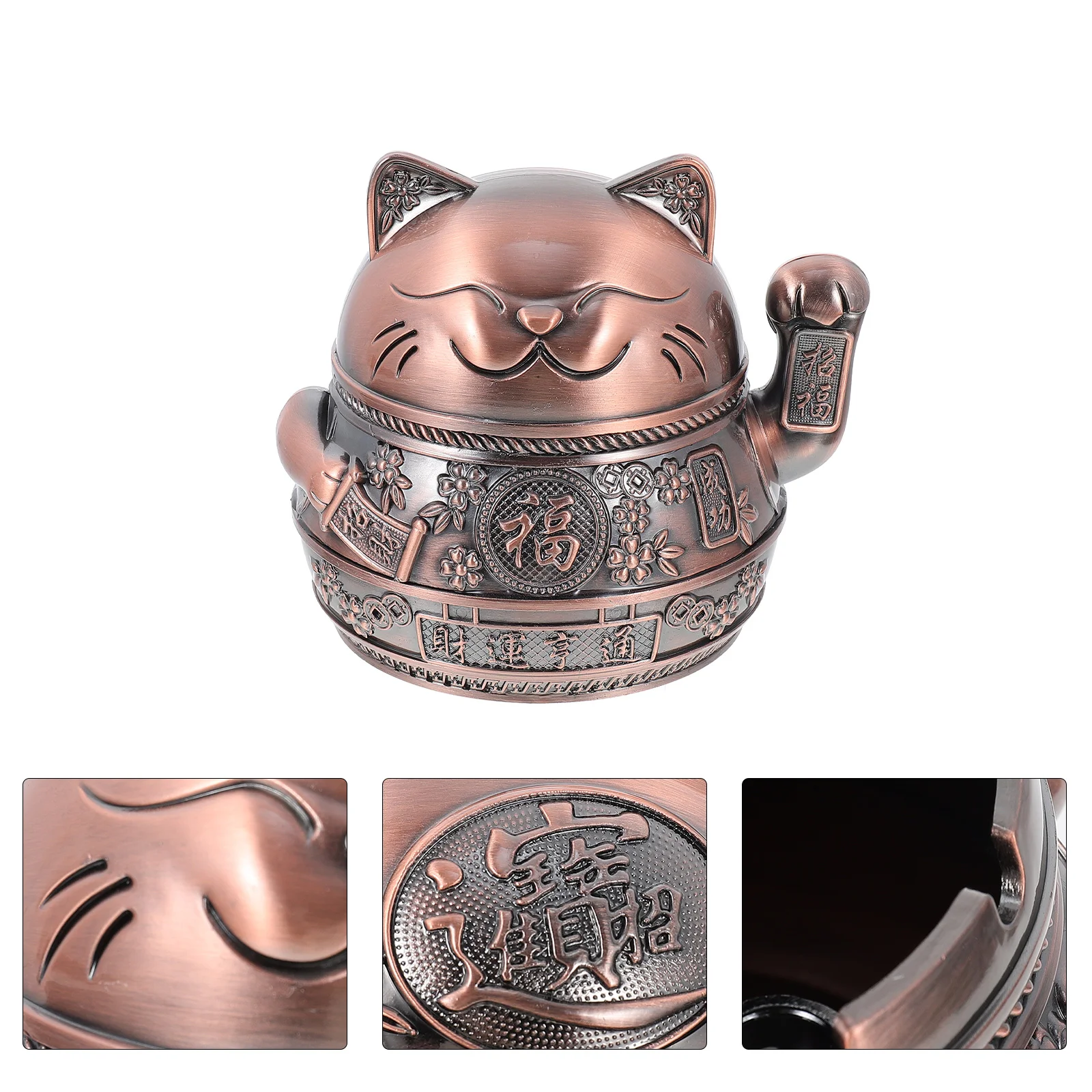 

Cat Design Ashtray Zinc Alloy Ashtray Portable Metal Ashtray Anti-fly Cigarette Holder Retro Lucky Cat Home Desk Decoration