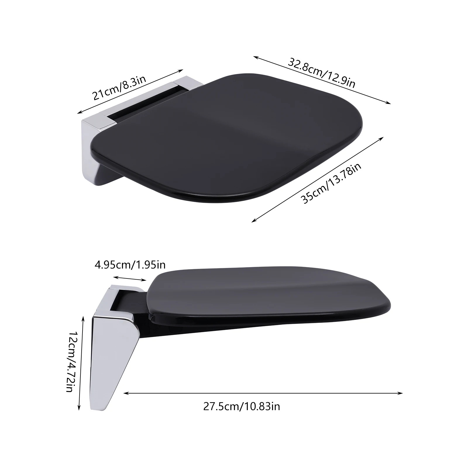 Solid Folding Seat Wall Mounted,Easy Clean Foldable Shower Chair Fold Up Shower Stool Ergonomic Design For All Age Groups 6