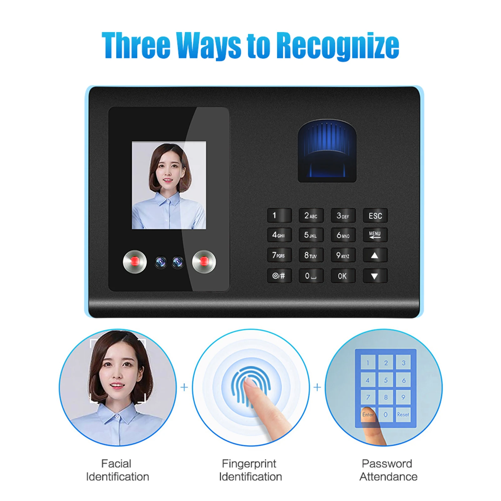 Attendance Machine Intelligent Attendance Machine Face Fingerprint Password Checking-in Recorder for Employees Voice Prompt Multi Language