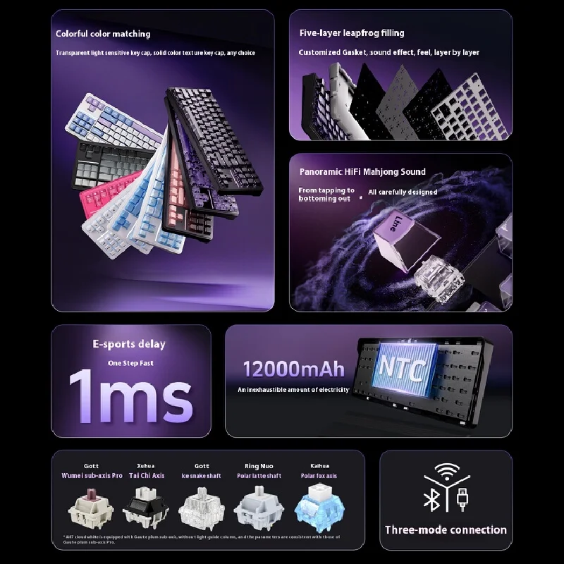 ATK A87 プロメカニカルキーボードトライモード 12000mah 耐久性