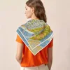 90cm Silk Scarf Women Retro Clothes Print Square Scarf Head Echarpes Silk Foulards Femme Wraps Beach Shawls Bandana Lady Hijabs 4