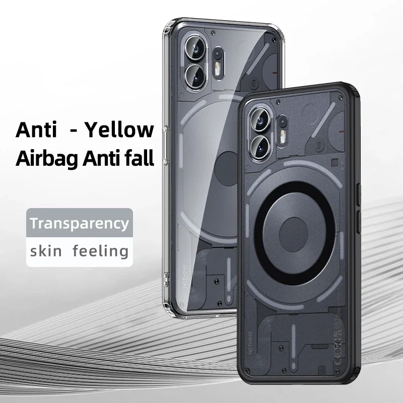 Durchscheinende, stoßfeste Rüstungshülle für Nothing Phone 2 6,7 Zoll 1, 6,55 Zoll, TPU-Hartplastik, magnetische Rückseite zum kabellosen Aufladen