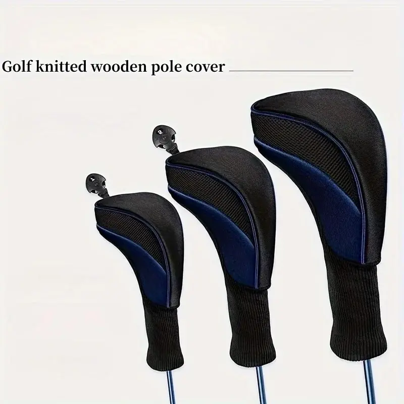 Golf Club Head Covers 3pcs Golf Protector For 1 3 5 Driver & Fairway Club Woods Hybrid Driver Head Cover With Changeable Rotat golf club head covers