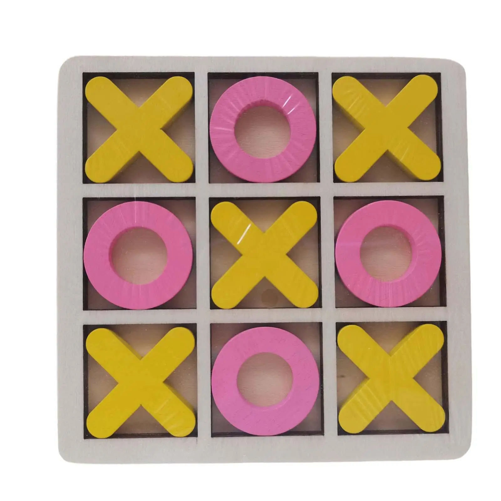 Wooden Tic TAC Toe Game Puzzle Games Classic Tabletop Blocks Xoxo Chess Board images - 6