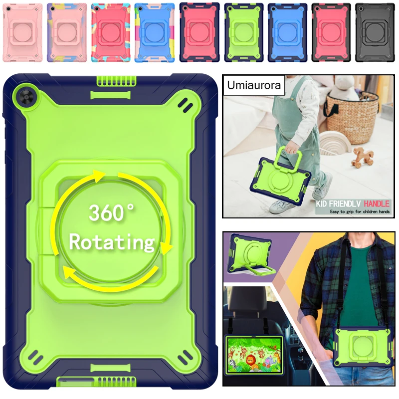 

For Huawei Matepad T10 9.7 AGR-W09/L09 T10S 10.1 inch AGS3-W09 AGS3-L09 Case Rotation Hand Ring Tablet Stand Shockproof Cover