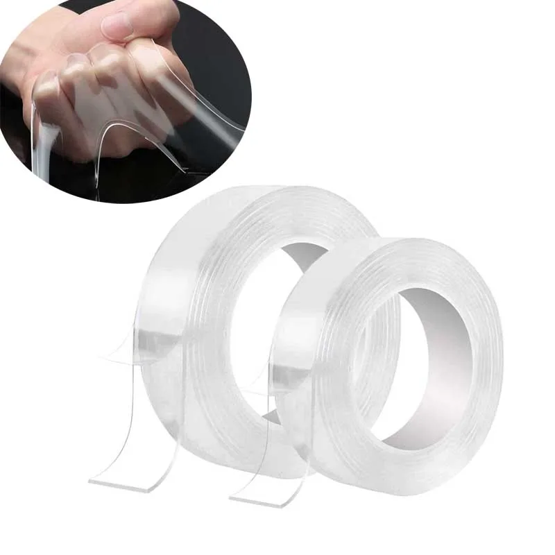 1/2/3/5M Nano Tape Double Sided Tape Transparent Reusable Waterproof Adhesive  Tapes Cleanable Kitchen Bathroom Supplies Tapes