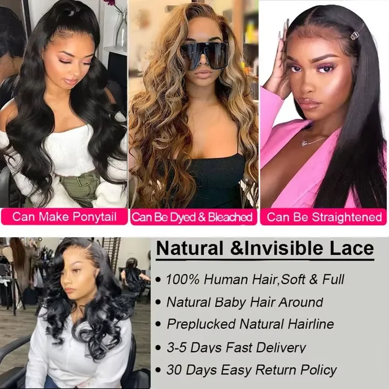 Human Hair Wigs PerisModa 15A 7x5 Glueless Lace Closure Wig Remy Ready To Wear And Go HD Transparent Pre Bleached Body Wave 100% Human Hair Wigs