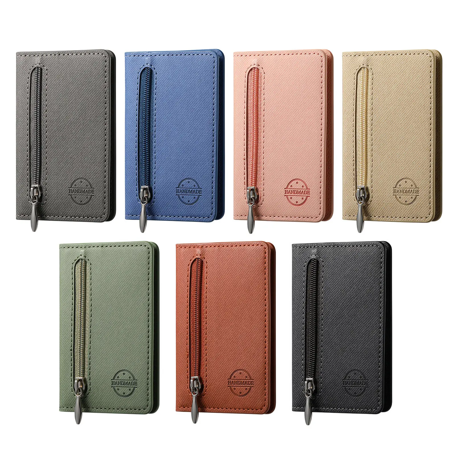 Handyhülle Kartenhalter mit PU-Leder-Rückseite Aufkleber Kartentasche Tragbarer Reißverschluss-Geldbörsenständer für iPhone 16 Pro Max 15 14 13 – Detail 2