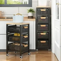 Household Movable Narrow Kitchen Organizer Cart With Wheel Multi-layer Vegetable Auxiliary Cartss Drawer Type Kitchen Trolleys 4