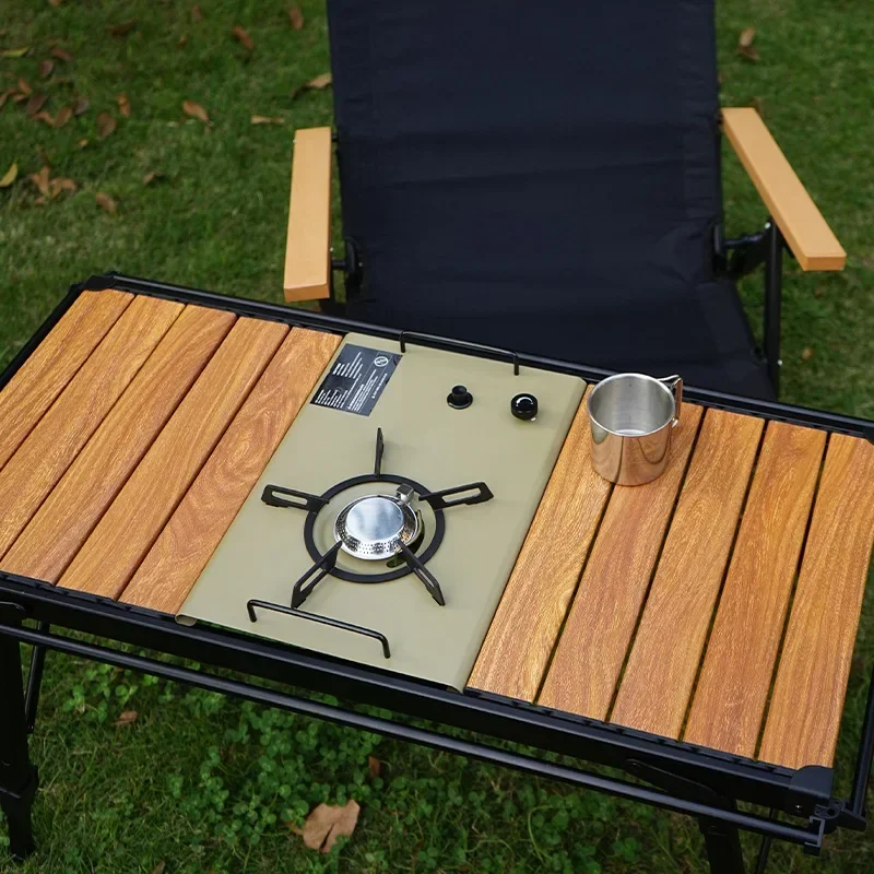 Camping Table Folding Removable IGT Wood Lightweight Camp BBQ Grill Stove Set