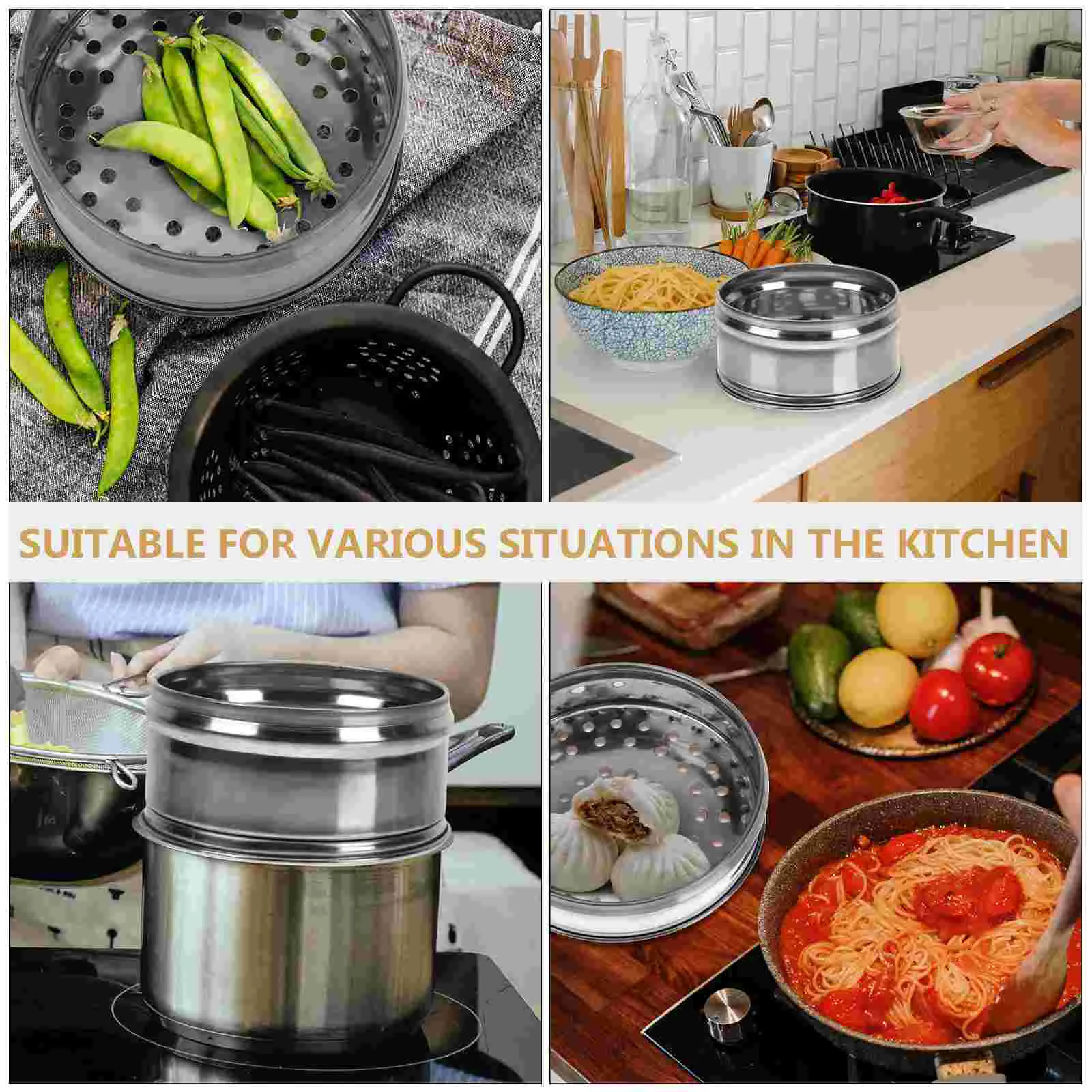 Stainless Steel Steamer Lid Pot Cover Versatile Cookware Parts Kitchen Supply Dome Metal Heat Resistant Non Slip