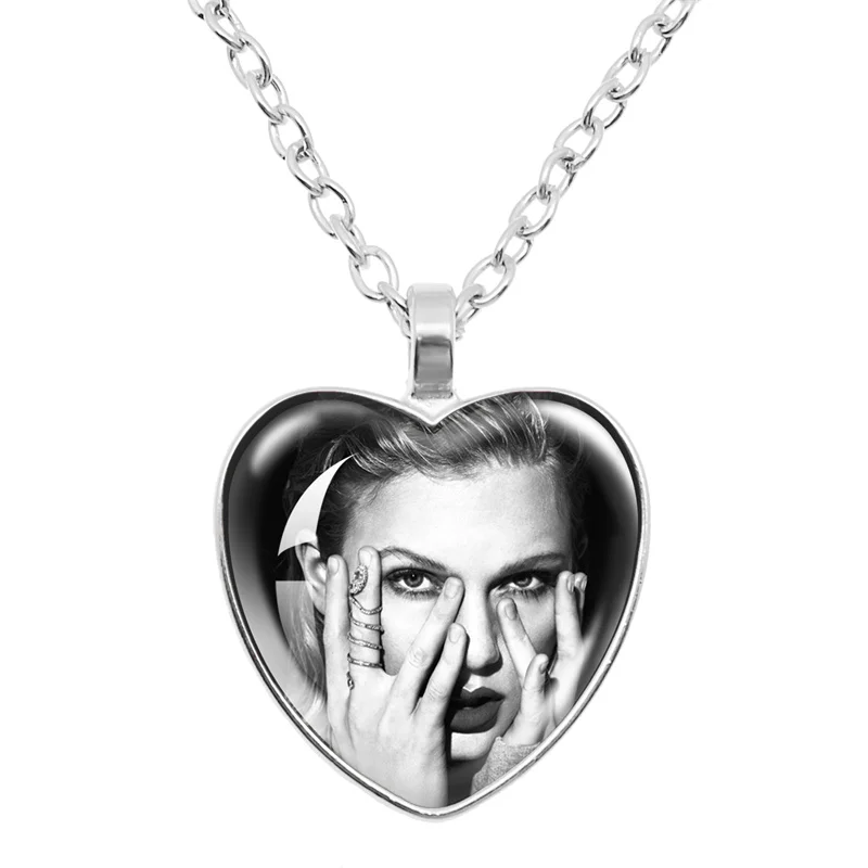Singer Taylor Fashion Swift Album Collana Cuore Pesca Semplice Cabochon Swift Collane Con Ciondolo Disco In Vinile Regalo Souvenir Fan
