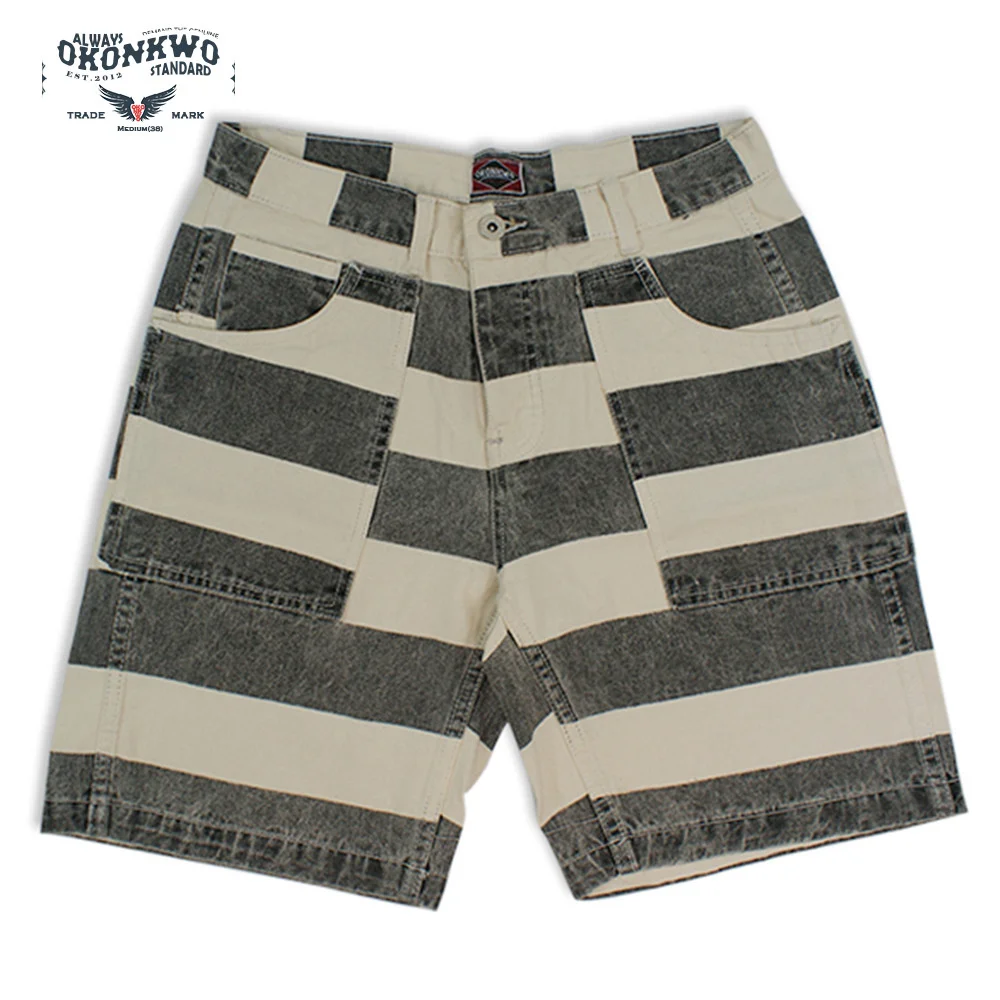 

Okonkwo Summer Thick Stripe Casual Men's Shorts Outdoor Combat Sport Trekking Hiking Camping Fishing Wash Button Breeches Pants