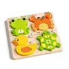 4 in 1 3D Wooden Puzzles Cartoon Intelligence Wooden Rainbow Blocks Puzzle Educational High Quality Wooden Toddler Puzzles Baby 3
