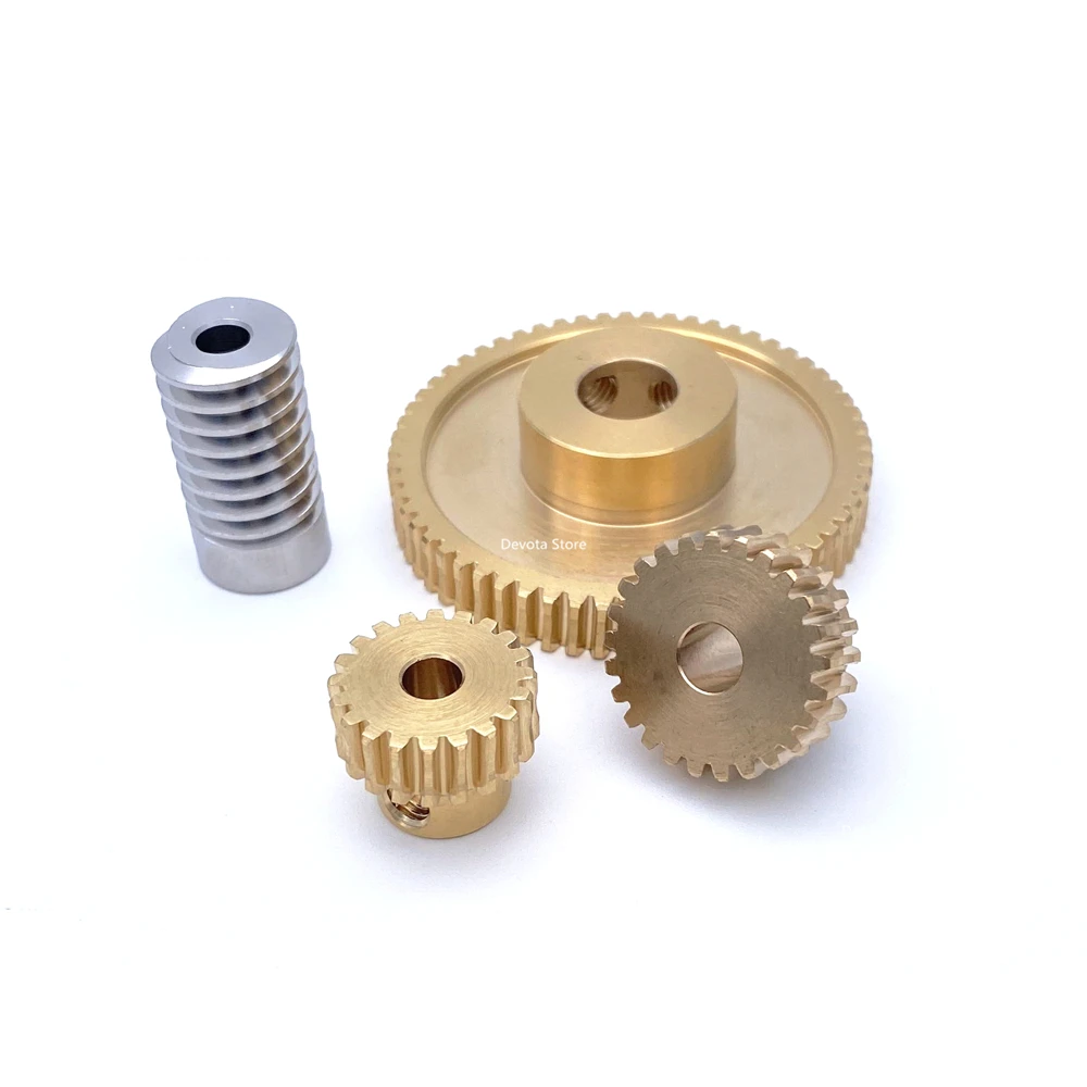 0.8M Precision Turbine Worm Gear Set 1:20/30/40/50/60 Teeth Stainless Steel Worm Copper Gear Accessories transmission gear