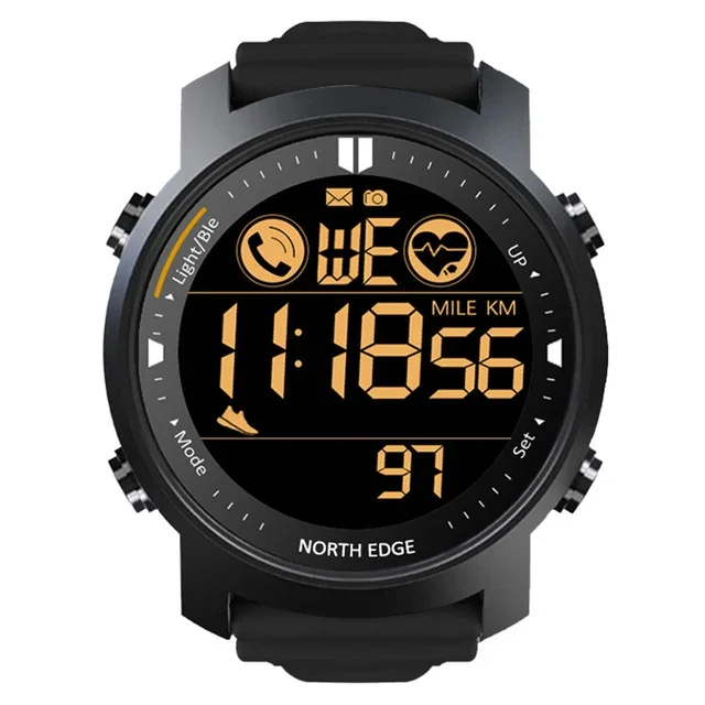 

Men's Digital Watch Military Waterproof 50M Running Sports Pedometer Stopwatch Watch Heart Rate Wristband Android IOS