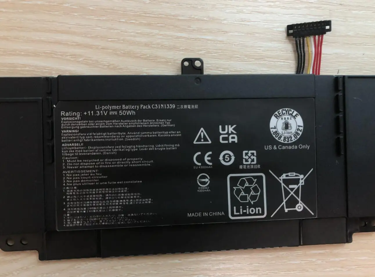 Bateria para Asus Zenbook C31n1339 Ux303u Ux303ua Ux303ub Ux303l Ux303ln Tp300l Tp300la Tp300ld Tp300lj Notebook - Imagem 4