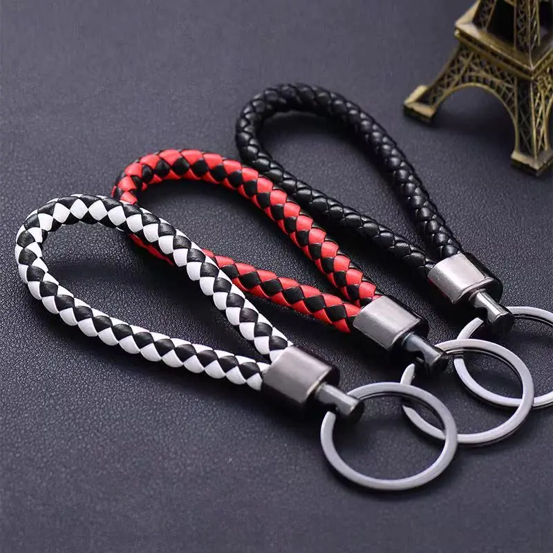 Multicolorwovenleatherkeychaincouplecreativekeyringcarkeyrentalapartmentkeychain