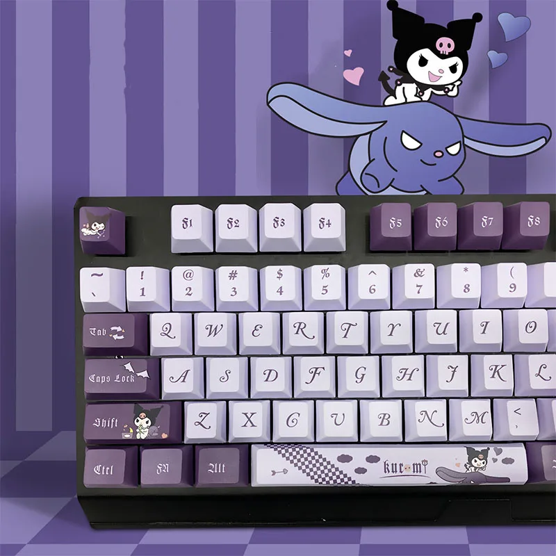 Kawaii sanrio kuromi má melodie kreslený  nový originální výškou pbt sublimace mechanická klávesnice klíčenka citlivý slavnost dar