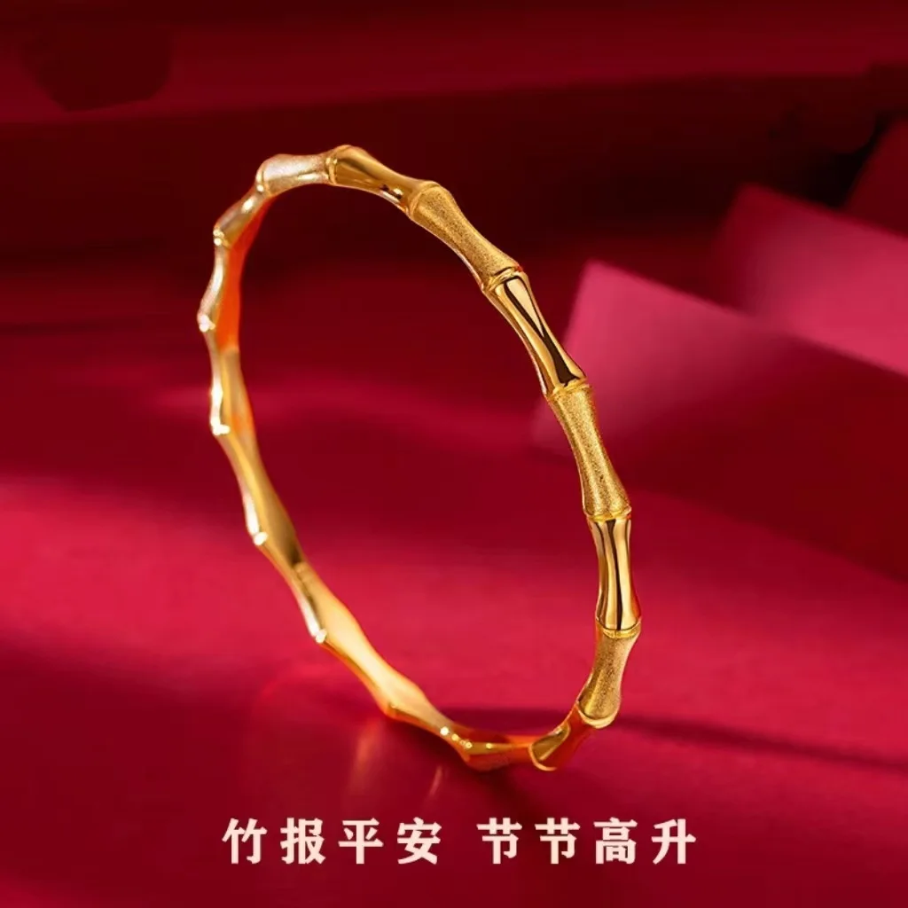 9999 real gold 24K yellow gold High-rise Bracelet Classic Bamboo for Peace Bamboo Bracelet 2