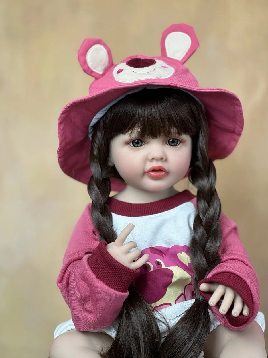 BZDOLL Realistic Lifelike Reborn Baby Girl Full Silicone Body Doll With Long Hair 55 CM 22 Inch Princess Toddler Bebe 2