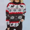2024 Women'S Christmas Ugly Sweater Reindeer Jacquard Knit Round Neck Pullover Shirt Thick Crew Neck Pullover Thickened Knitwear 3