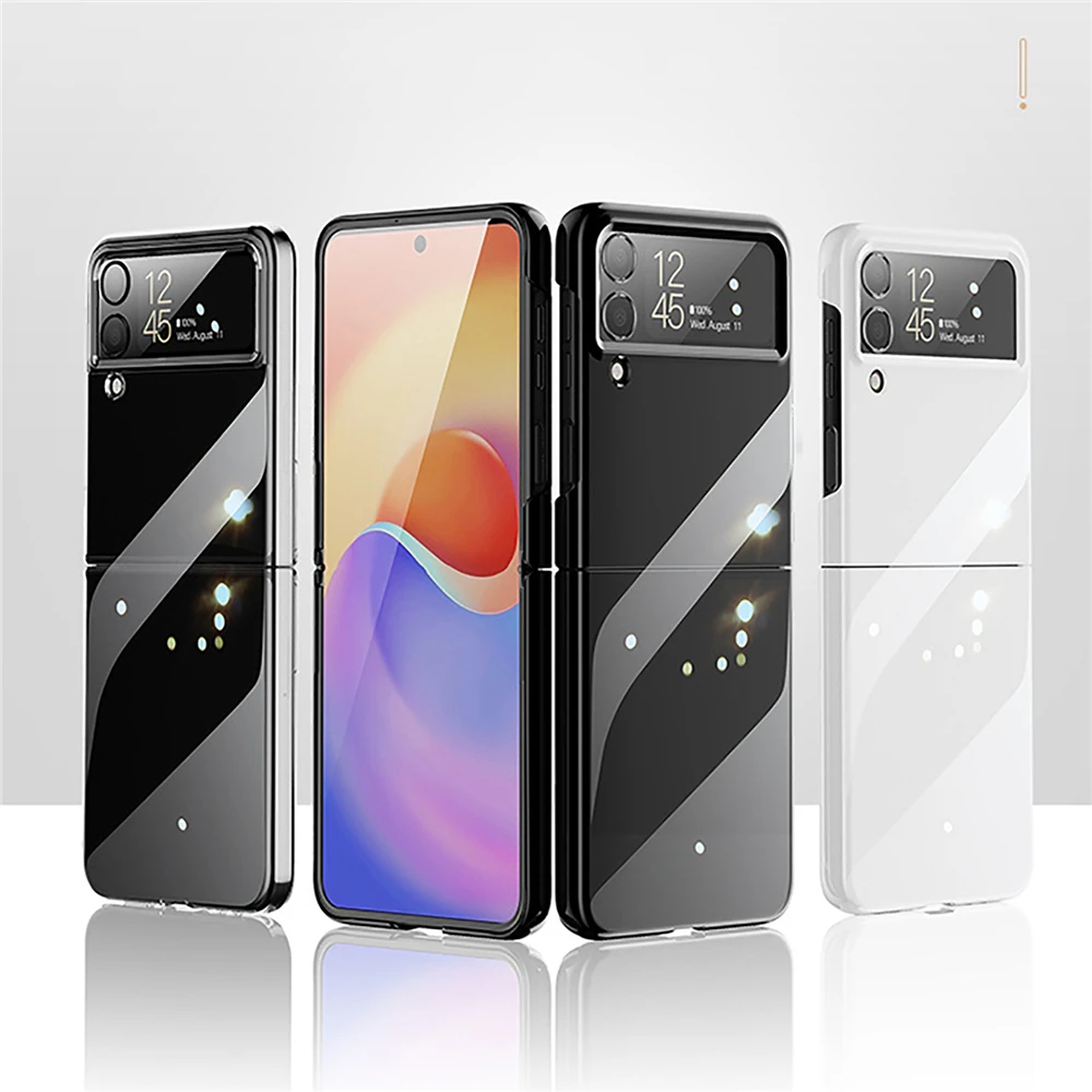 Transparent/White/Black Phone Case For Samsung Z Flip 4 Protective Cover Hard Shell Replacement Smartphone Accessories