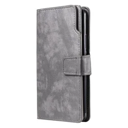 Leather Wallet Phone Case with Card Slots and Flip Cover for iPhone 13 or 14 (GRAY)