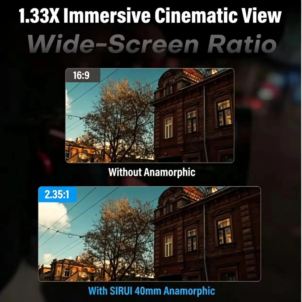 시루이 40mm T1.8 1.33X S35 아나모픽 렌즈 자동 초점 렌즈 대구경 시네 렌즈 ( E, 니콘 Z, 후지 X, M4/3 L 마운트 호환)
