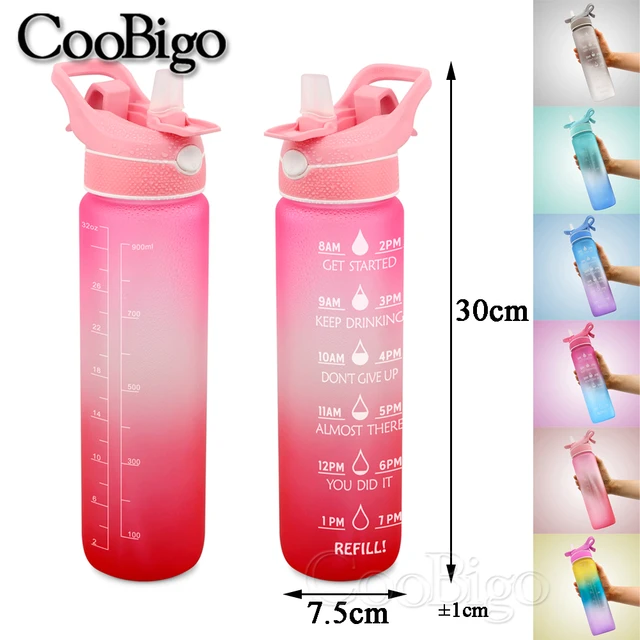 32 Oz Water Bottle with Scale Outdoor Water Jug Plastic Water Bottles  in-car Gym Water Cup with Straw Bicycle Cold Water Bottle - AliExpress