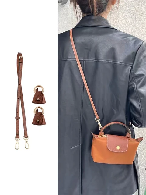 WUTA Bag Strap For Longchamp Mini Punch-free Genuine Leather