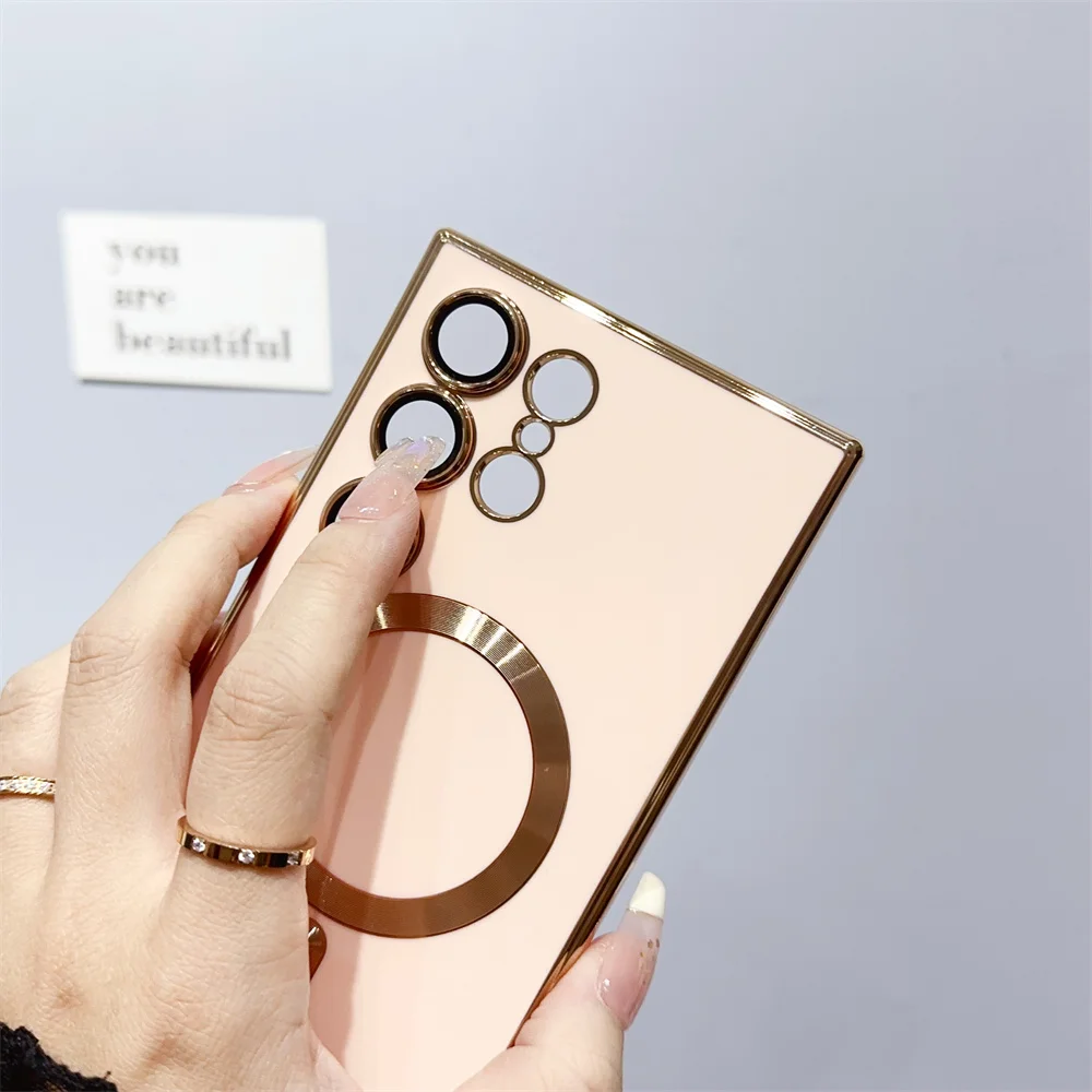 Luxury Magnetic Silicone Case with 6D Plating and Wireless Charging Compatibility