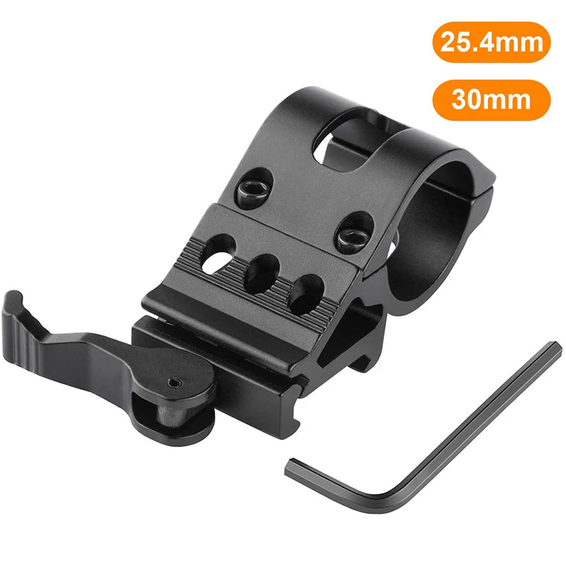 Weapon Flashlight Mount 1" Offset Picatinny Quick Release 45 Degree Picatinny Rail Ring Mount Laser Sight Mlok