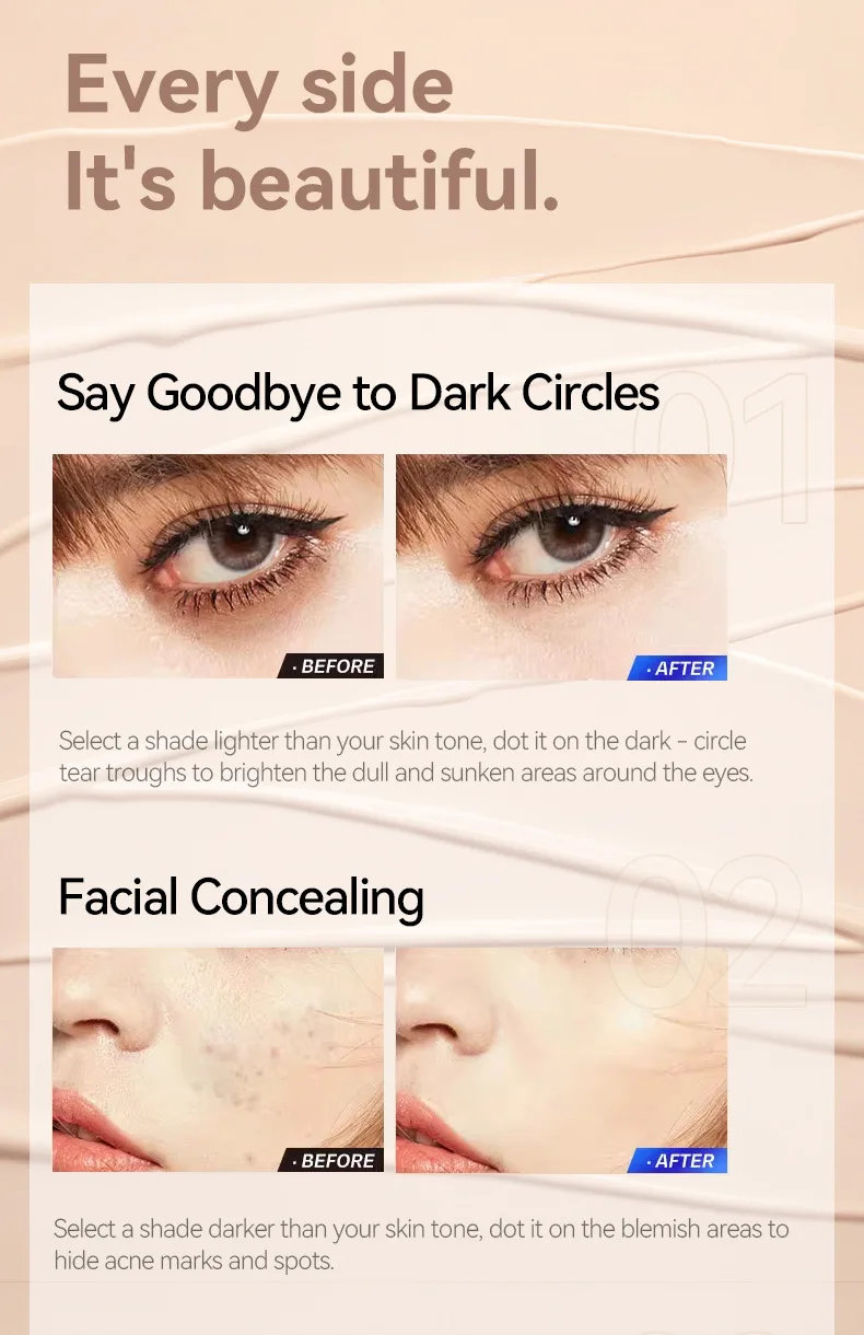 Description Picture 4 of itemGICYMANTY Long-Lasting Full Coverage Concealer Liquid Lightweight Waterproof and Crease Proof for Flawless Skin Ideal for Da