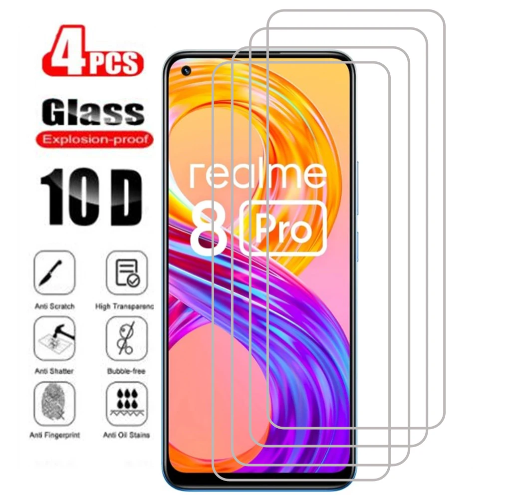 4Pcs Protective Glass For Oppo Realme 8 7 Pro 7I X Xt X3 Tempered Glass Realme Gt Neo X2 X7 X50 Pro Screen Protector Film Case
