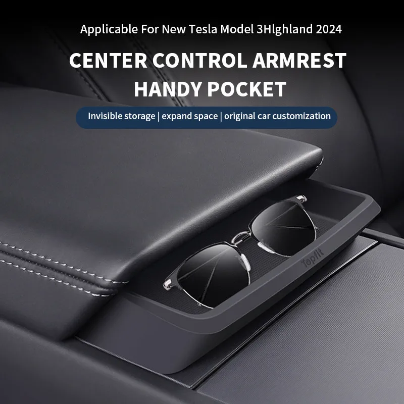 Central Armrest Storage Box Car Glasses Phone Storage Case For Tesla Model 3 Highland Multi Functional  Accessorie