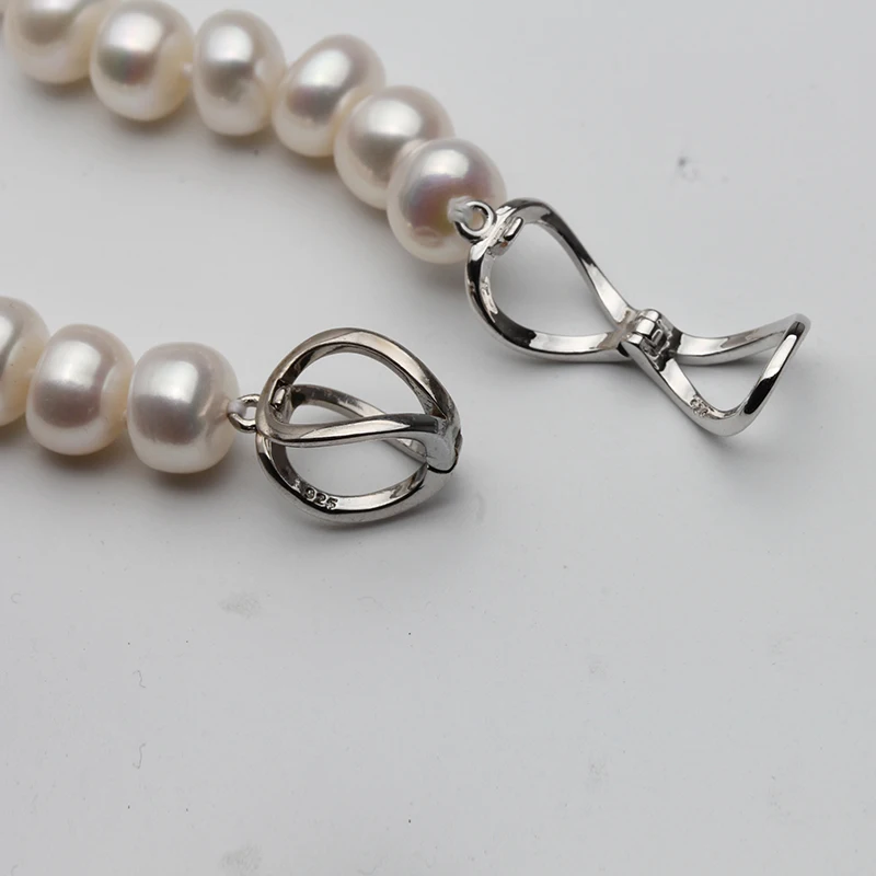 Real Natural Long Pearl Necklace For Women,Classic White Strand Necklace Bride Valentine Gift