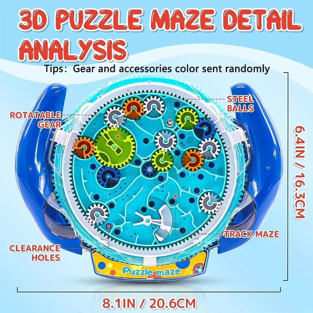 Creative Funny Gear Labyrinth Disk Gear Balance Ball Maze Wheel Dish IQ Puzzle Educational Toy for Children Christmas Gift 4