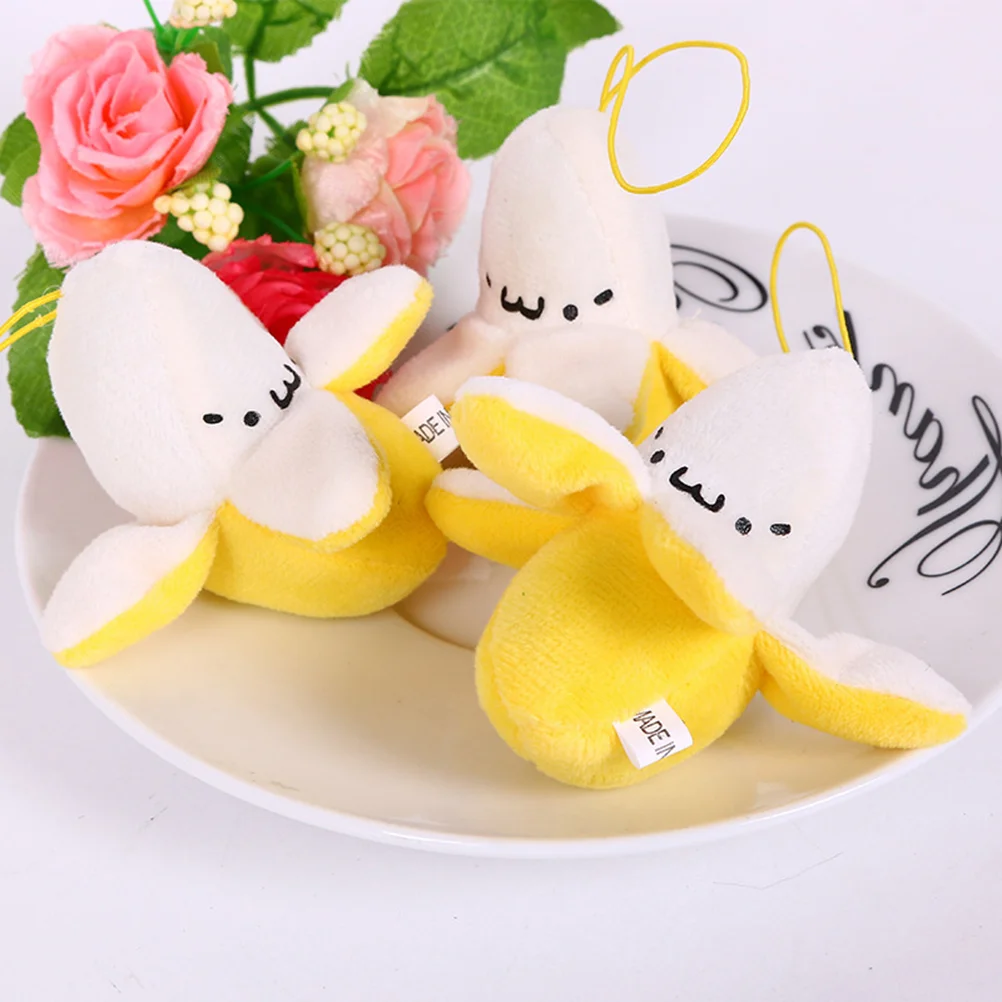 

3pcs Plush Banana Shape Bags Hanging Creative Plush Banana Toy Beautiful Gift for Baby Bag Cellphone (Yellow)