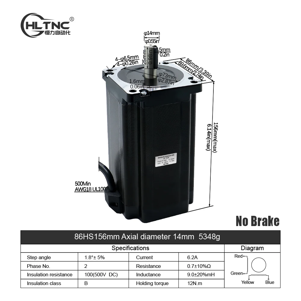 Stepper Motor HLTNC Nema34 4.5N 8.5N 12N Open Loop Stepper Motor Kit + DM860H Stepper DC Motor Driver + 400w60v CNC Power Supply for Engraver