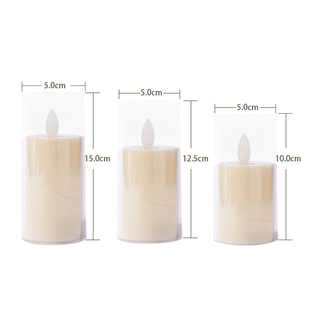 Electronic Flameless Candles Light Flickering Wick 3D Effect Glass Candle Flickering Light Home Festival Party Decoration