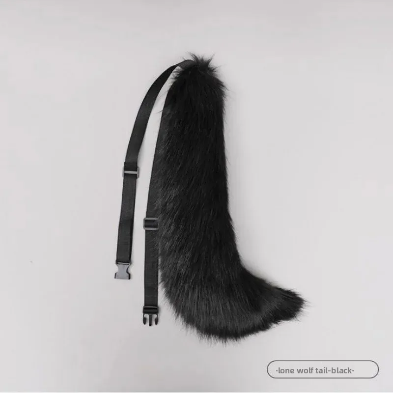 Long velvet Wolf Tail-Black