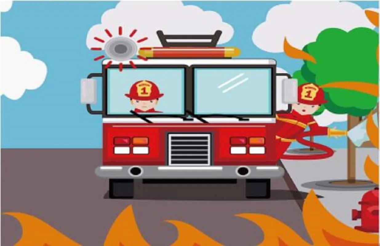 Cartone animato camion dei pompieri pompiere tema fotografia sfondo pompiere  invito festa sfondo per ragazzo compleanno decorazione banner - AliExpress, image size:1235x800